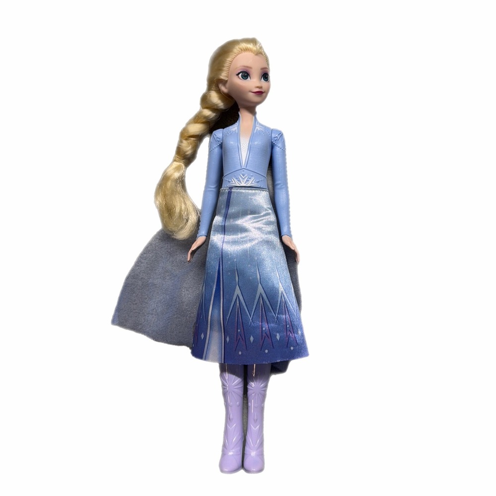 Disney Frozen 2 Elsa Doll Blue Travel Gown Blonde Braid 12 Inch Toy